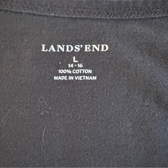 Lands’ End Black Sleeveless Henley Dress | Size L (14–16) | 100% Cotton - Picture 5 of 7